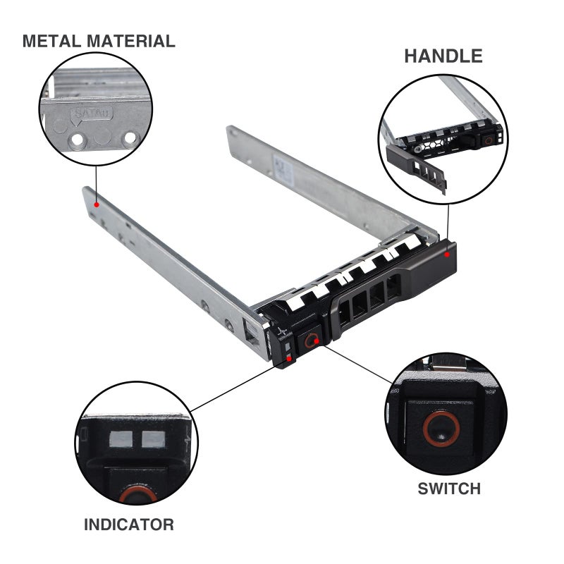 Heretom Hard Drive Caddy 2.5" SSD HDD Caddy G176J 0G176J Hard Drive Bracket SAS SATA Caddy Compatible for Dell PowerEdge R720 R630 R730 R830 R930 T430 T440 T640 R720XD, 4 PACK - Image 2