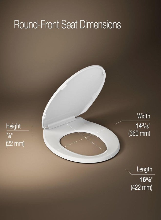 كوهلر مقعد مرحاض KOHLER 20111-0 Brevia، إغلاق بطيء، مقعد مرحاض دائري، مصدات مانعة للانزلاق، أدوات تثبيت سريعة، أبيض - Image 3