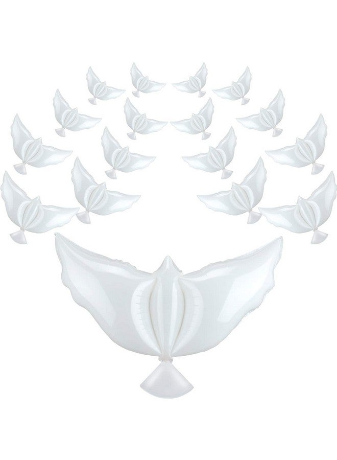 Gejoy 16 Pieces 41.3 Inch Peace Dove Balloons White Memorial to Release in Sky Pigeon Bird Balloons Ceremonies Party Decorations for Wedding Funeral Birthday Engagement Party - Image 1