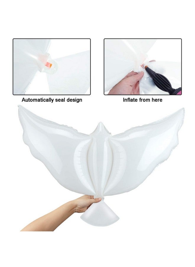 Gejoy 16 Pieces 41.3 Inch Peace Dove Balloons White Memorial to Release in Sky Pigeon Bird Balloons Ceremonies Party Decorations for Wedding Funeral Birthday Engagement Party - Image 4