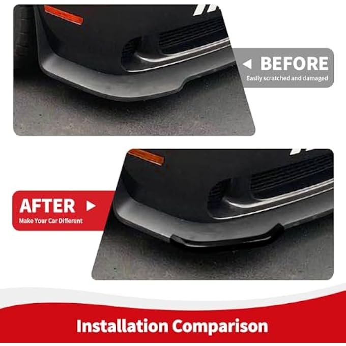 RAZPOY Front Bumper Lip Splitter Cover Trim Compatible with Dodge Challenger SRT Hellcat 2015-2024, Black (Not for Widebody) - Image 5