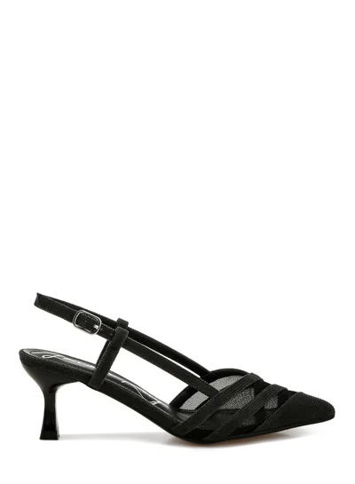 لندن راج صندل بكعب هريرة Slingback باللون الأسود