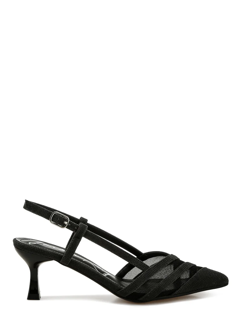 London Rag Kitten Heel Slingback Sandals in Black