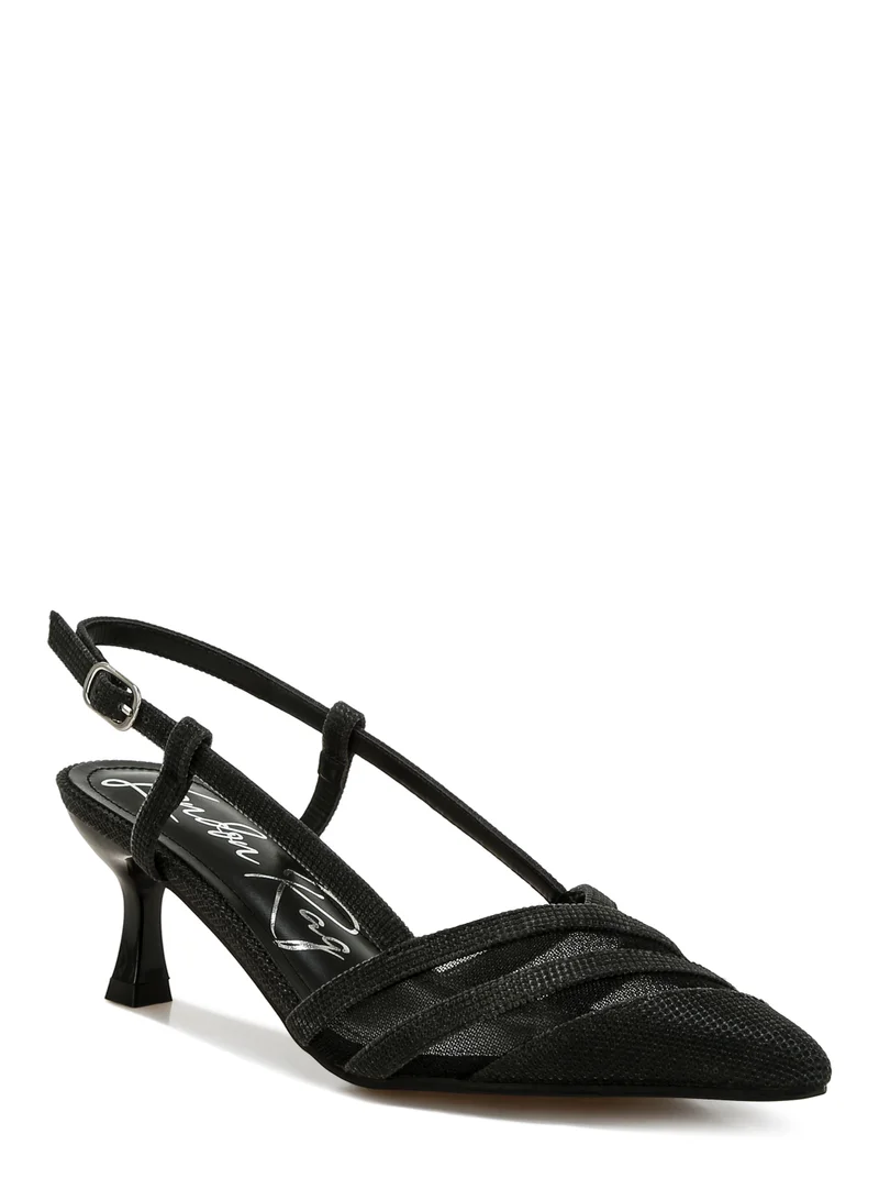 London Rag Kitten Heel Slingback Sandals in Black