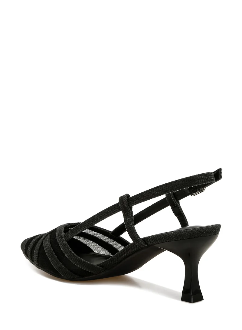London Rag Kitten Heel Slingback Sandals in Black