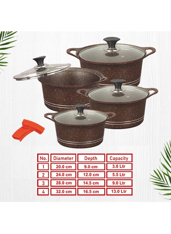 Sonex Diecast Eden King Non-Stick Cookware Set, 10-Piece, Glass Lids & Silicone Holders, 3L-13L, Advanced Korean Diecast Technology, Marble Non-Stick Coating, Dishwasher Safe,PFOA-Free,Chocolate - pzsku/Z6DA80F95374C78982A32Z/45/_/1725522507/bebb27b6-e116-4387-bd96-e7ff7fff93ae