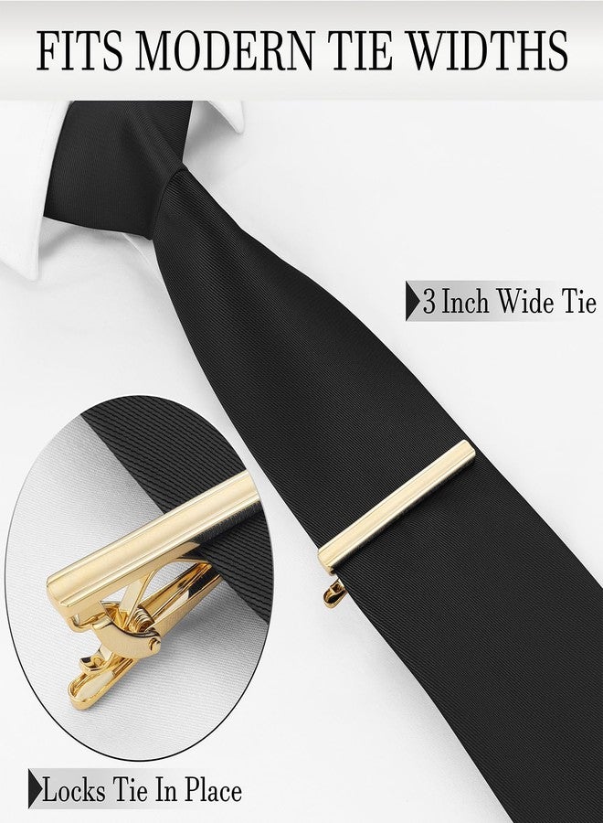 HAWSON مشابك ربطة عنق للرجال بحجم 2.3 بوصة من هوسون، بار ربطة عنق مطلي بالذهب الخفيف 14 قيراط، دبابيس رفيعة لربطة العنق لحفلات الزفاف، هدايا للرجال، ملحقات بدلة فريدة للرجال - Image 3