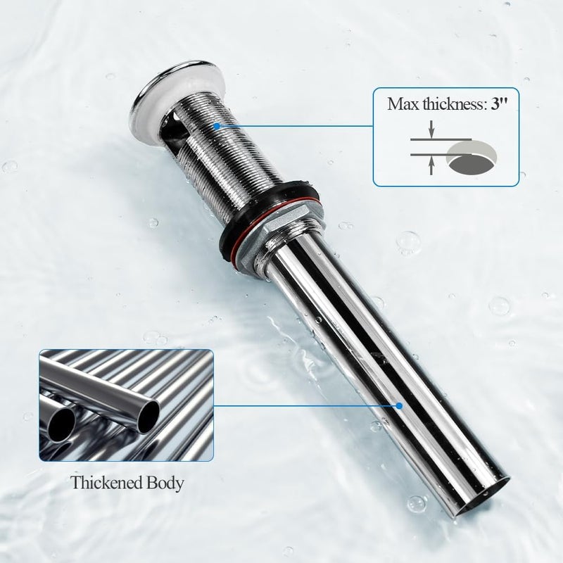 WiseWater 2 Pack Bathroom Sink Drain with Overflow, 1 12'' Stainless Steel Grid Sink Strainer Drain Assembly Replacement - Image 2