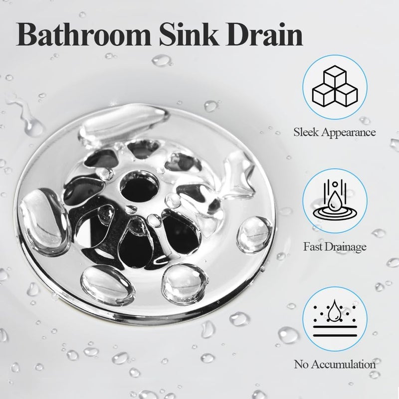 WiseWater 2 Pack Bathroom Sink Drain with Overflow, 1 12'' Stainless Steel Grid Sink Strainer Drain Assembly Replacement - Image 3