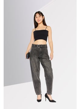 Michael Kors Women Regular Fit High Rise Straight Leg Washed Jeans, Black  - Image 2