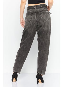 Michael Kors Women Regular Fit High Rise Straight Leg Washed Jeans, Black  - Image 4