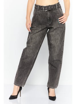 Michael Kors Women Regular Fit High Rise Straight Leg Washed Jeans, Black  - Image 1