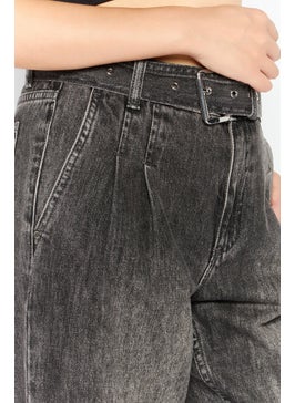 Michael Kors Women Regular Fit High Rise Straight Leg Washed Jeans, Black  - Image 3