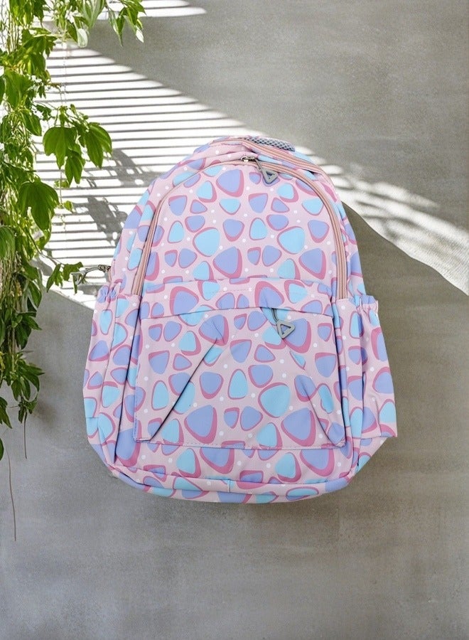 Beautiful Adorable Pastel - Hued Geometric Print Kids Backpack , Suitable For Outdoor Camping And Traveling Backpack.  - Image 1