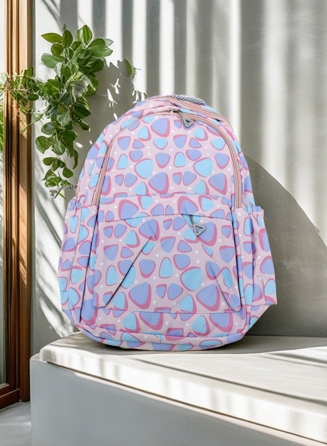 Beautiful Adorable Pastel - Hued Geometric Print Kids Backpack , Suitable For Outdoor Camping And Traveling Backpack.  - Image 2