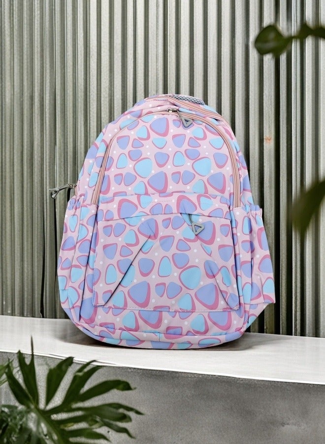 Beautiful Adorable Pastel - Hued Geometric Print Kids Backpack , Suitable For Outdoor Camping And Traveling Backpack.  - Image 3