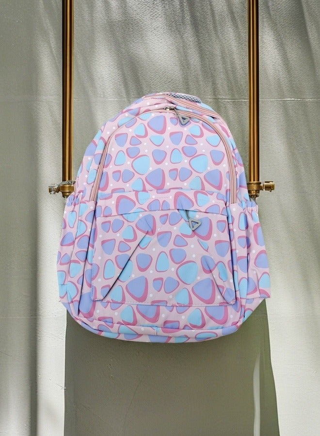Beautiful Adorable Pastel - Hued Geometric Print Kids Backpack , Suitable For Outdoor Camping And Traveling Backpack.  - Image 4