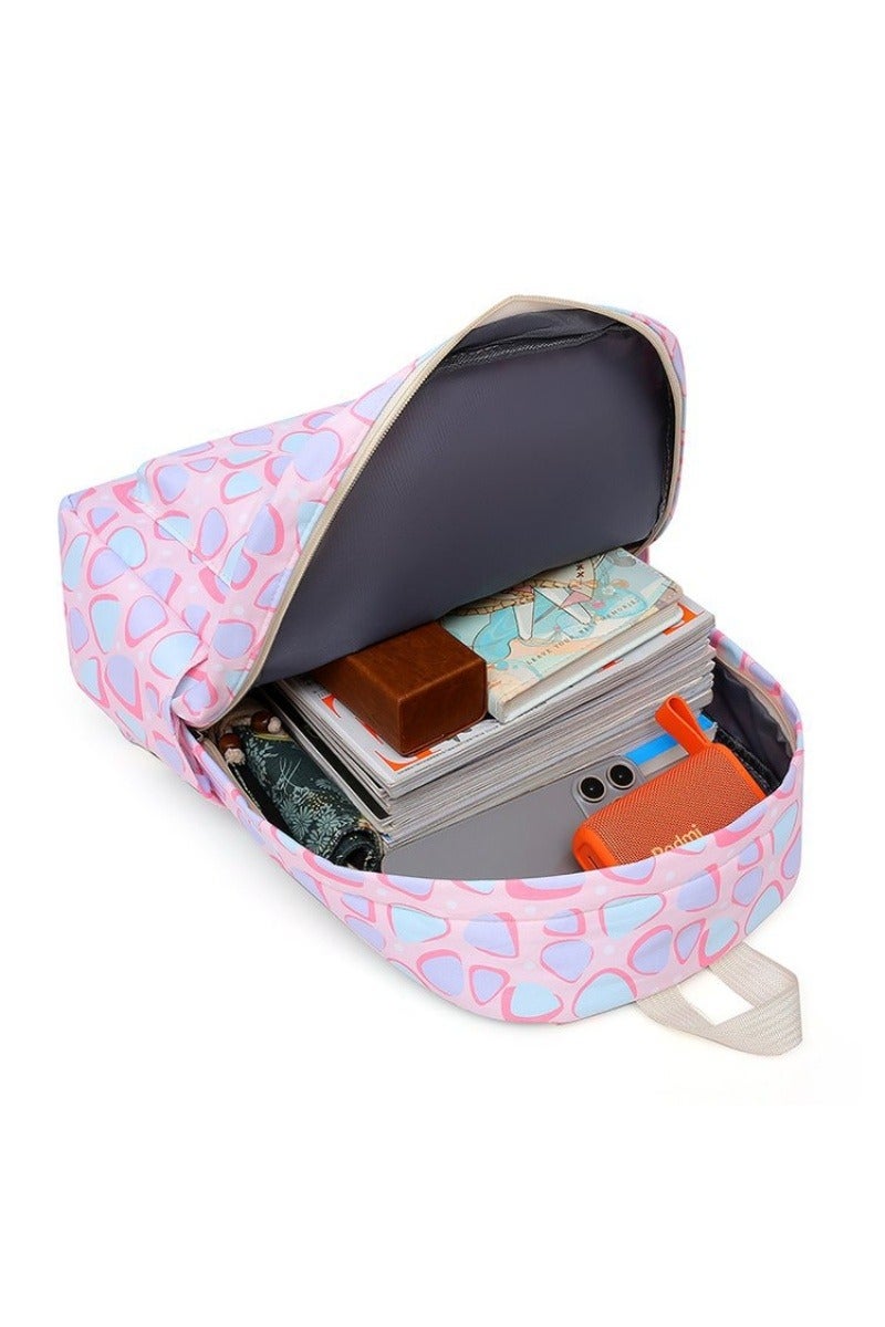 Beautiful Adorable Pastel - Hued Geometric Print Kids Backpack , Suitable For Outdoor Camping And Traveling Backpack.  - Image 4