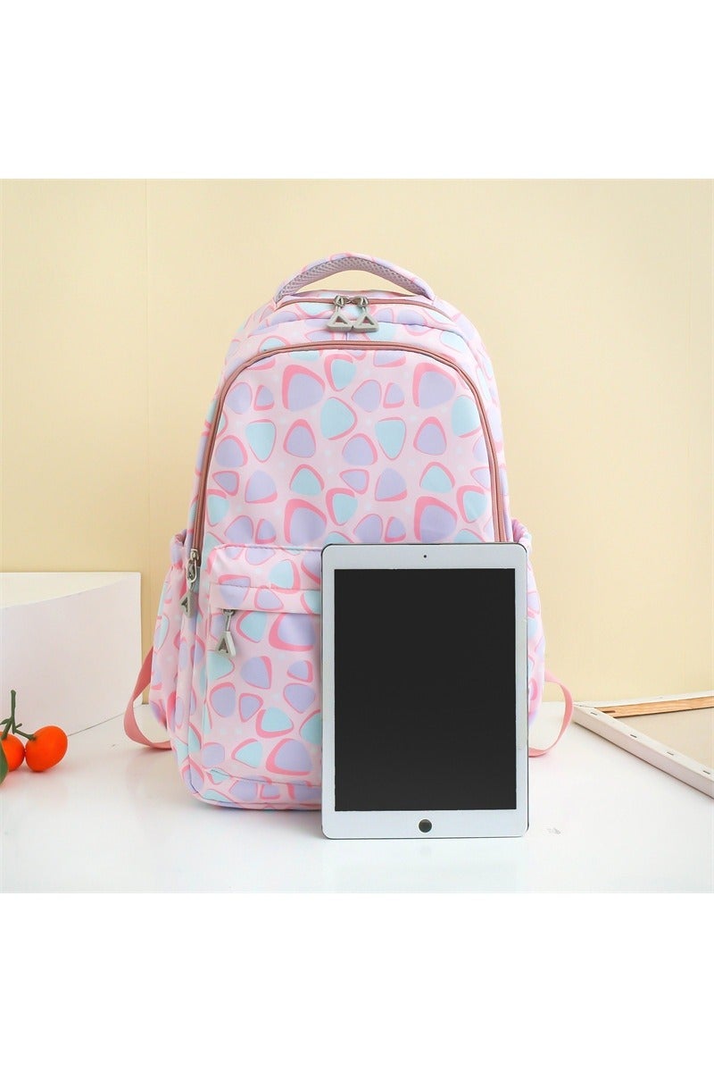 Beautiful Adorable Pastel - Hued Geometric Print Kids Backpack , Suitable For Outdoor Camping And Traveling Backpack.  - Image 5
