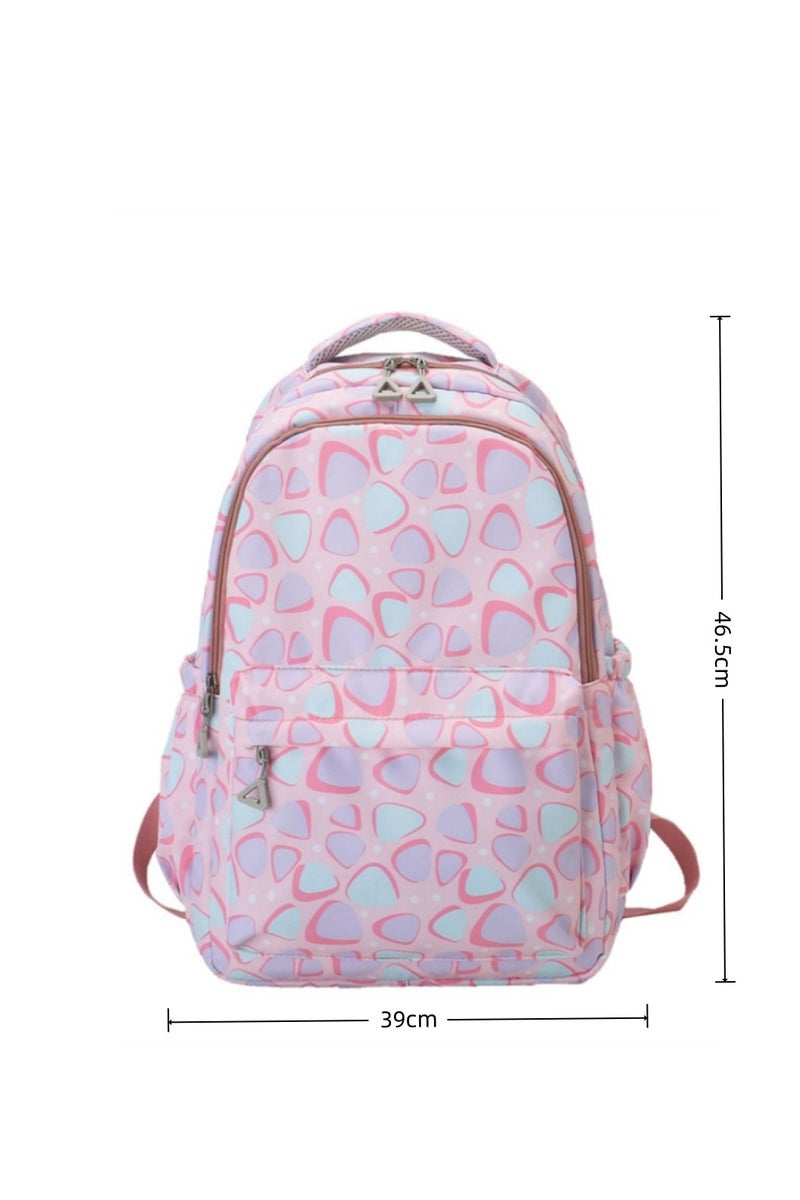 Beautiful Adorable Pastel - Hued Geometric Print Kids Backpack , Suitable For Outdoor Camping And Traveling Backpack.  - Image 2