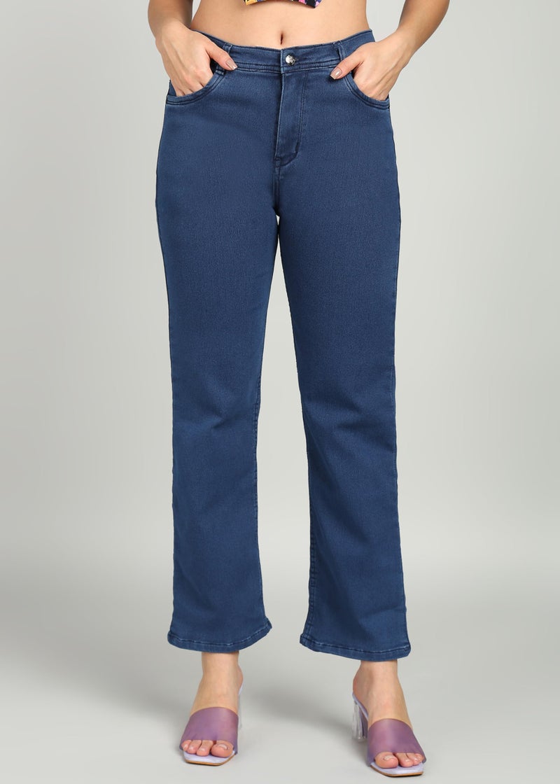 Nifty Women's Denim Stretchable Straight Fit Jeans (1457_BTA_40_Medium_Blue_40) - Image 2