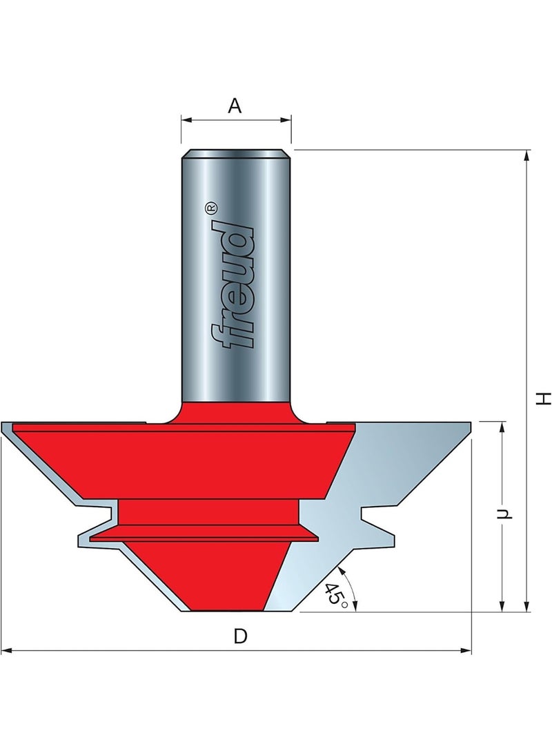 freud Freud Lock Miter Router Bit - Ideal for Professional Woodworking, CNC/Table Routing, Interlocking Joints - 2-3/4" Diameter, 1/2" Shank, 12,000 Max RPM - 99-034  - Image 2
