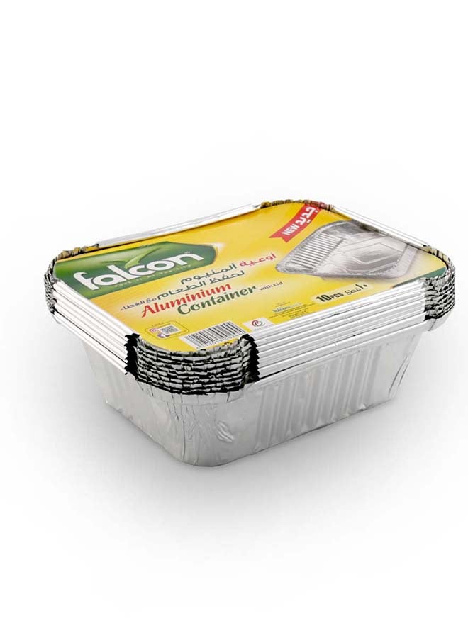 Falcon 10-Piece Aluminium Container with Lid Set 14.7x12.2x5 cm Silver - Image 1