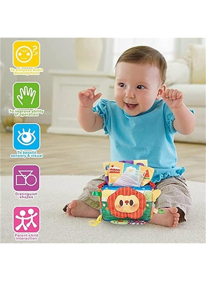 DURKU Montessori Baby Tissue Box Toy - Sensory Mirror Teether Rattle - Travel-friendly Toddler Gift - Image 3