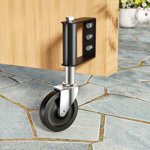 Ronlap Gate Wheels for Wooden Gate, Gate Caster Wheel Spring Loaded for Metal Tube Swing Gate Fence Gate Wheel for Gates Heavy Duty Outdoor Farm Vinyl Wood Gate Rollers, 220 Lbs, 4 Inches, Black - Image 1