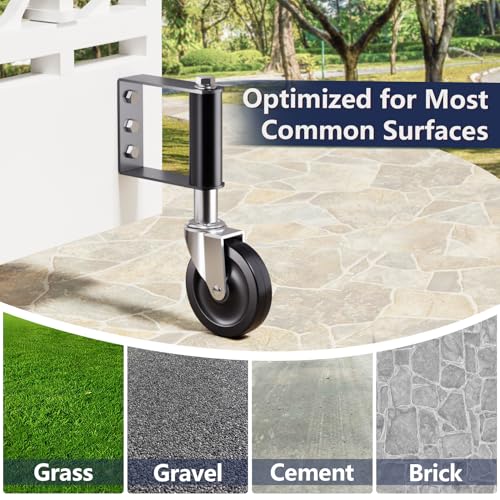 Ronlap Gate Wheels for Wooden Gate, Gate Caster Wheel Spring Loaded for Metal Tube Swing Gate Fence Gate Wheel for Gates Heavy Duty Outdoor Farm Vinyl Wood Gate Rollers, 220 Lbs, 4 Inches, Black - Image 4