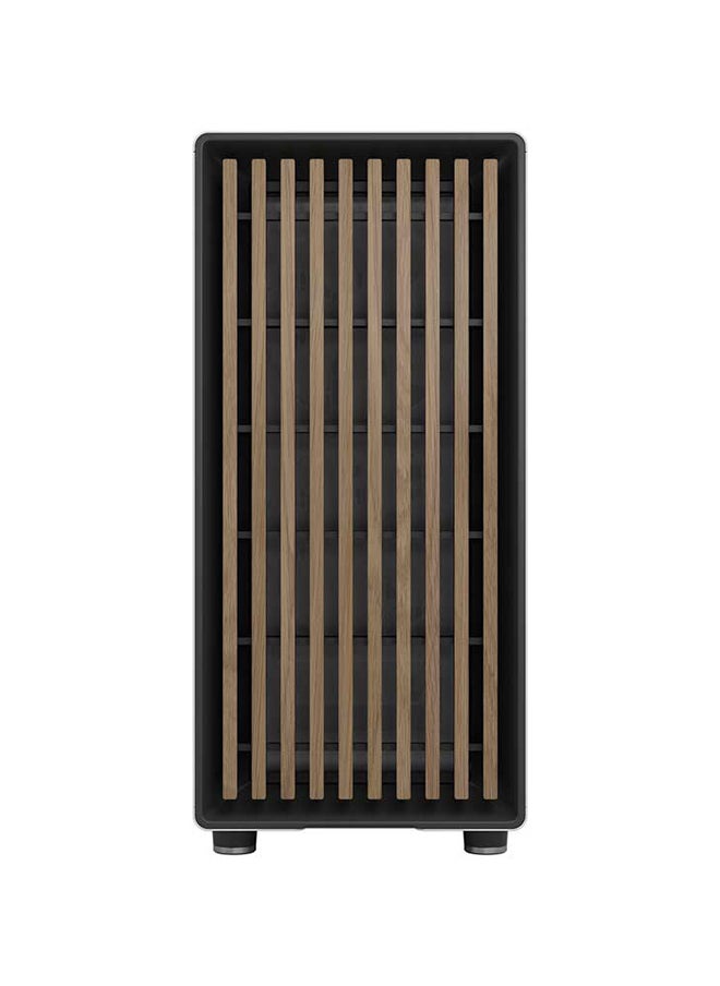 Fractal Design - Fractal Design North Chalk White Clear TG (Tempered Glass) Gaming Cabinet with Front Oak Wood Panel - FD-C-NOR1C-04 - Image 1