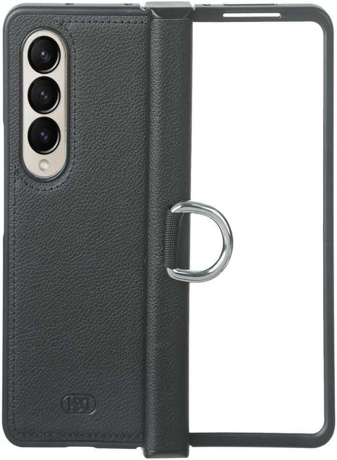 Next Store Leather Case Ring Compatible with Samsung Galaxy Z Fold 3 Case Cover Protect Phone from Scratch and Shock (Black)