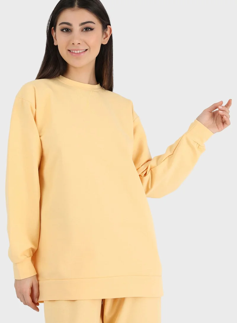 Refka by modanisa Crew Neck Oversize Sweatshirt