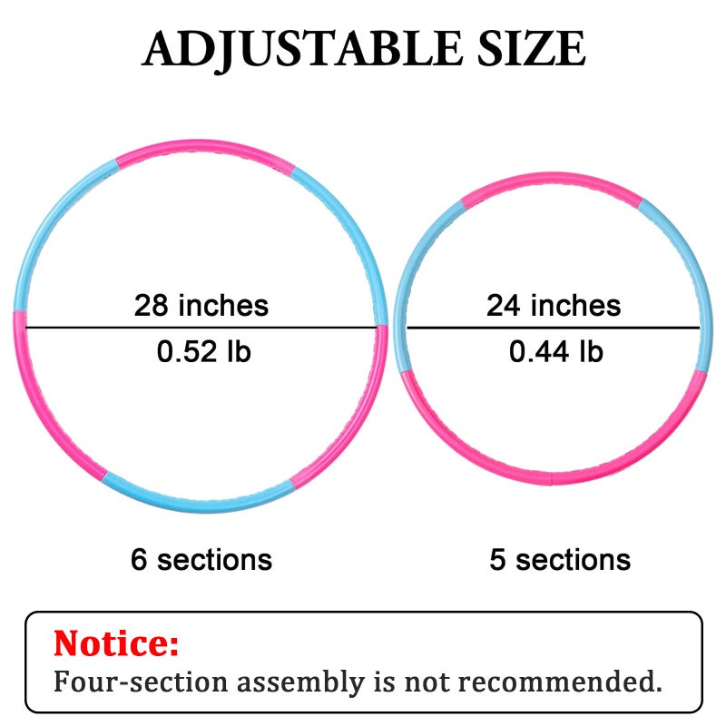 Liberry 2 Packs Kids Exercise Hoop, Detachable & Size Adjustable Toy Hoop, Professional Hoola Rings, Sport Gift in Blue, Pink - Image 2