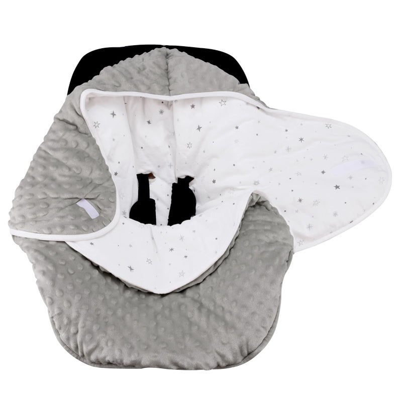 Bebamour Car Seat Covers Baby Swaddle Blanket Car Seat Blanket Newborn Swaddle Wrap Baby Bunting Bag Baby Swaddle for Girls Boys(Grey) - Image 2