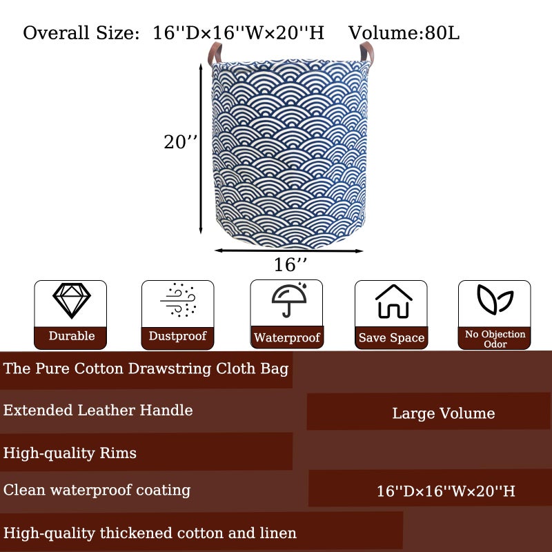 TeLUVHome سلة غسيل مقاومة للماء قابلة للطي مع مقبض جلدي سلة غسيل كبيرة لتخزين الملابس وتنظيم الألعاب للحمام وغرفة النوم وغرفة الغسيل وسكن الطلاب (951-سلات غسيل مرضية) - Image 2