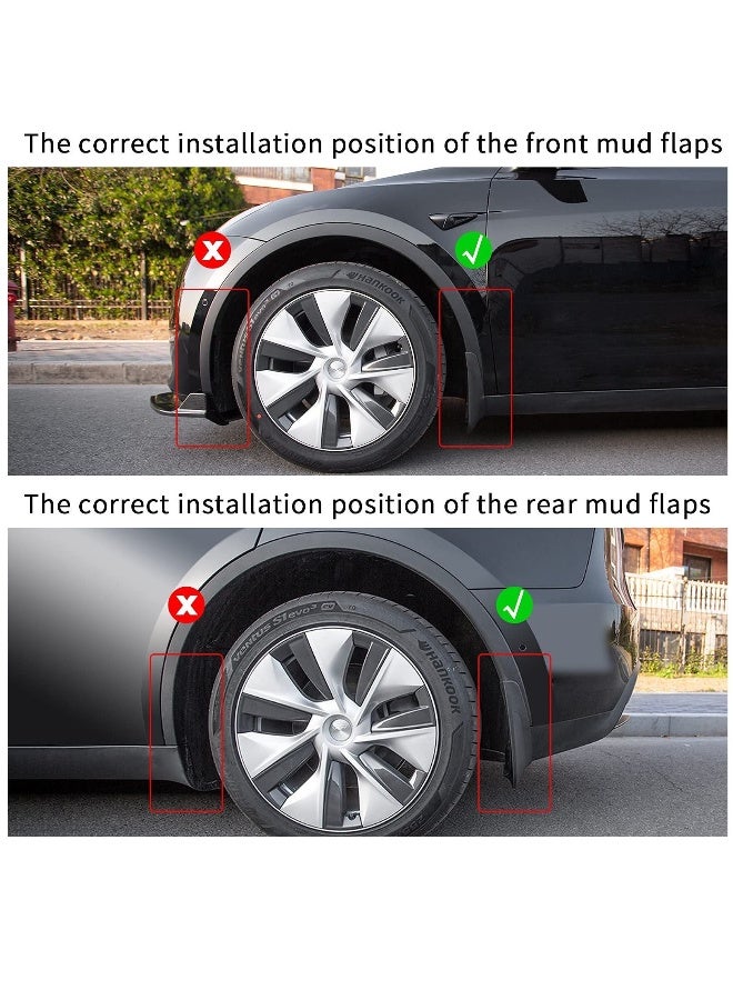 Generic Mud Flaps Splash Guards Fender, Front Rear Mudguard Kit Auto Fender Mudflaps with Screws Full Protection Customized No Need to Drill Holes Fit for Tesla Model Y Set of 4  - Image 2