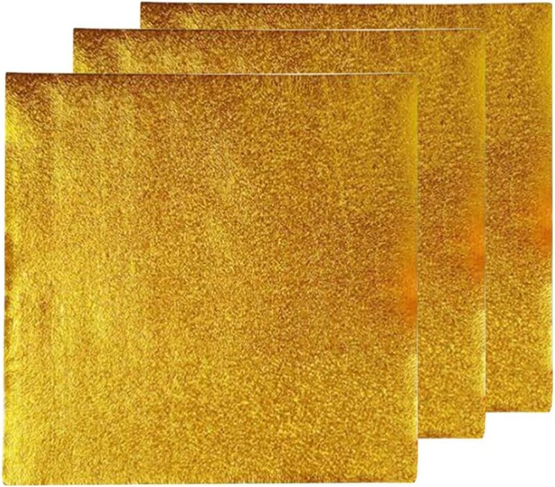 comfrt 200Pcs Square Golden Aluminium Foil Candy Wrappers, 8x8 Inches Sugar Wraps Paper for DIY Candies and Chocolate Packaging, for Party Wedding Birthday Christmas - Image 1