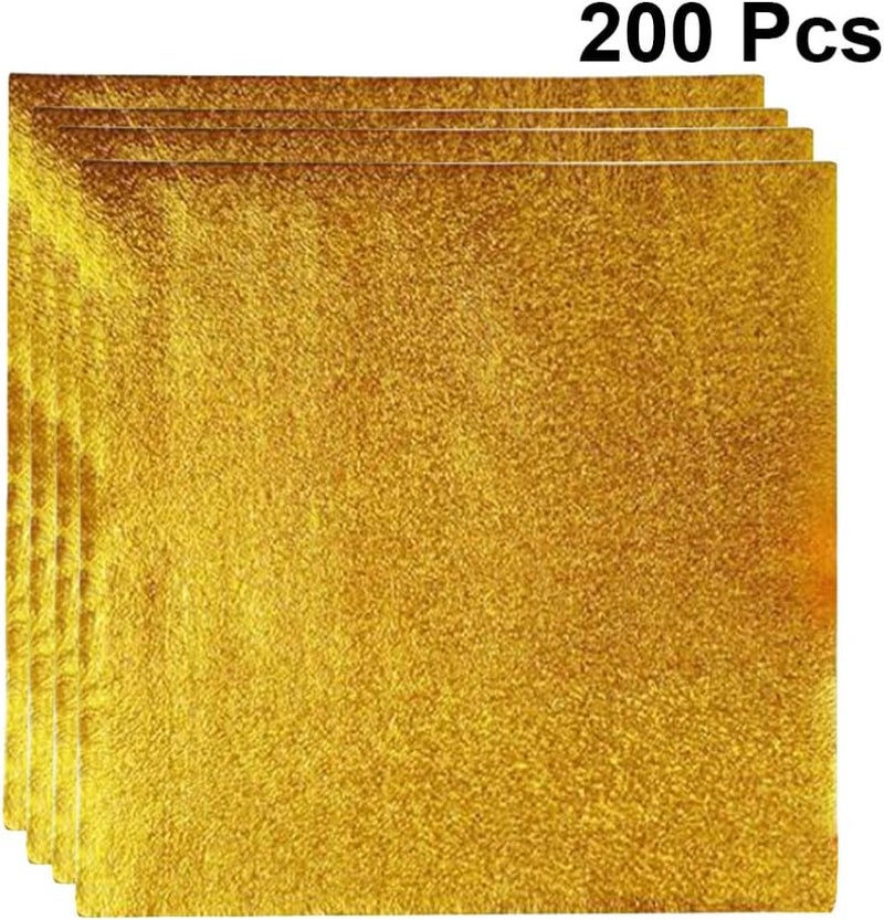 comfrt 200Pcs Square Golden Aluminium Foil Candy Wrappers, 8x8 Inches Sugar Wraps Paper for DIY Candies and Chocolate Packaging, for Party Wedding Birthday Christmas - Image 5
