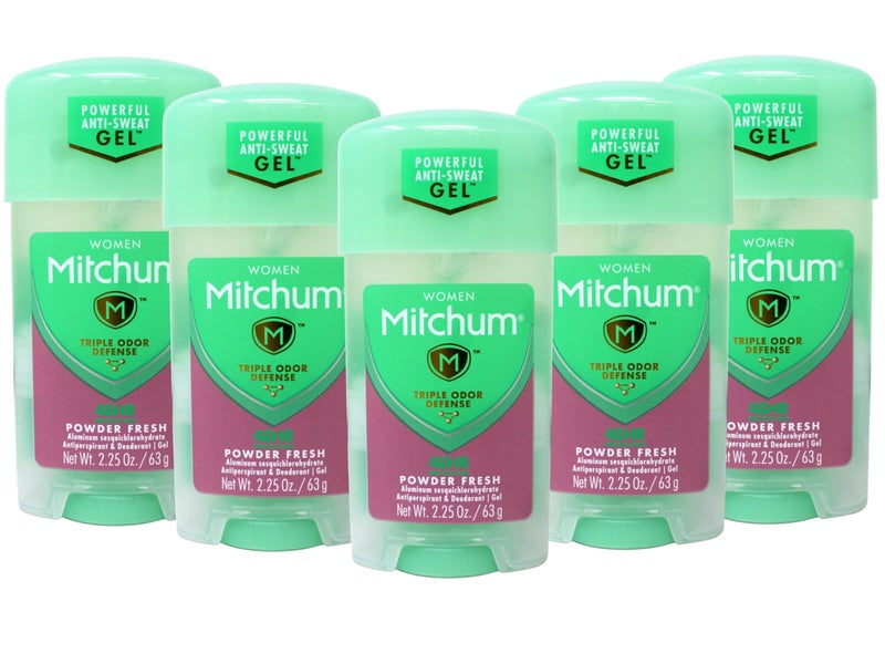 Mitchum Gel AntiPerspirant Deodorant Triple Odor Defense for Women Powder Fresh 225 Oz 5 Pack
