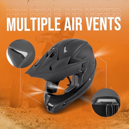 OUMURS Adult ATV Dirt Bike Helmet with Goggles Gloves & Mask Adjustable Sun Visor Motorcycle Adults Helmet Off-Road Motocross Downhill Moped MX for Unisex-Adult-Matte Black, L - Image 4