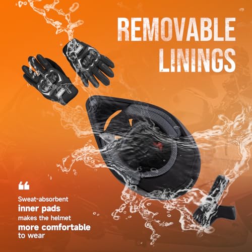 OUMURS Adult ATV Dirt Bike Helmet with Goggles Gloves & Mask Adjustable Sun Visor Motorcycle Adults Helmet Off-Road Motocross Downhill Moped MX for Unisex-Adult-Matte Black, L - Image 3