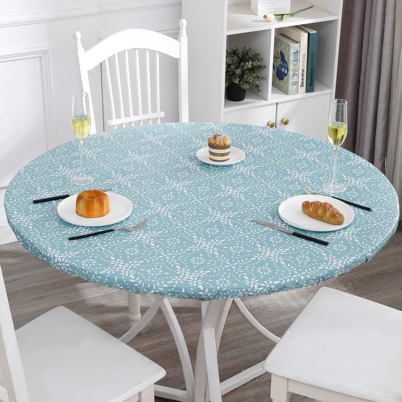 Walrus Round Vinyl Fitted Tablecloth with Flannel Backing Elastic Edge Design Table Cover Waterproof Oil-Proof PVC Table Cloth Stain-Resistant Best for 45"-56" Round - Image 4