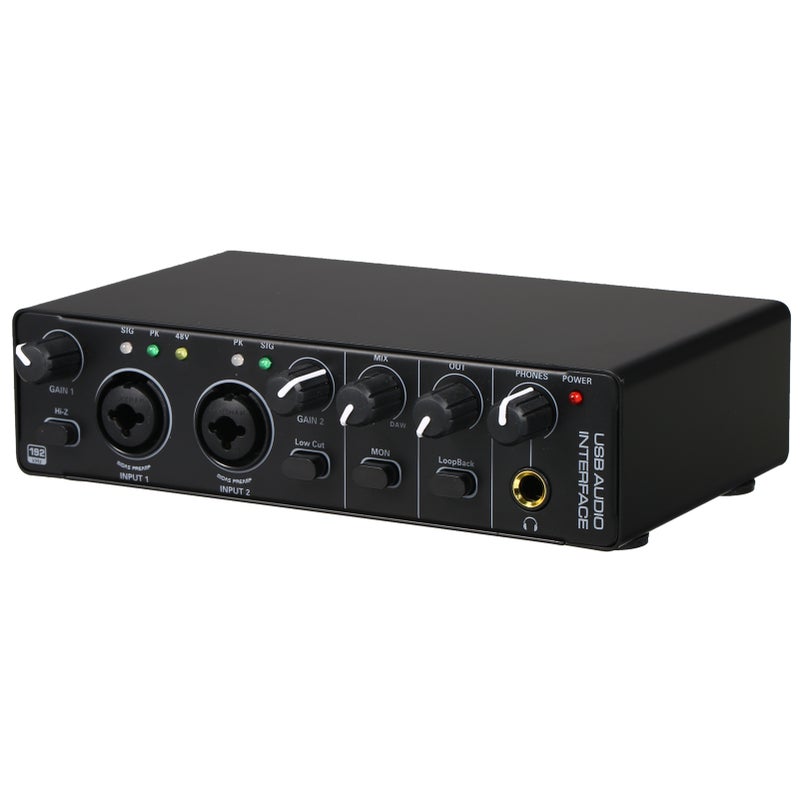 USB Audio Interface Sound Card RHM 2 In 2 Out Audio Interface Sound Board with 48V Phantom Power for Recording Professional Audio Mixer & Mic Preamplifier XLR/TSR/TS Ports for Guitarist Vocalist - Image 1