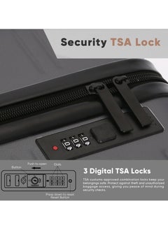 آه آه مجموعة حقائب سفر مكونة من 3 قطع مصنوعة من مادة ABS وحقيبة سفر صلبة مع عجلات وقفل TSA وحقيبة سفر قابلة للتوسيع 20/24/28 بوصة(رمادي)  - Image 5