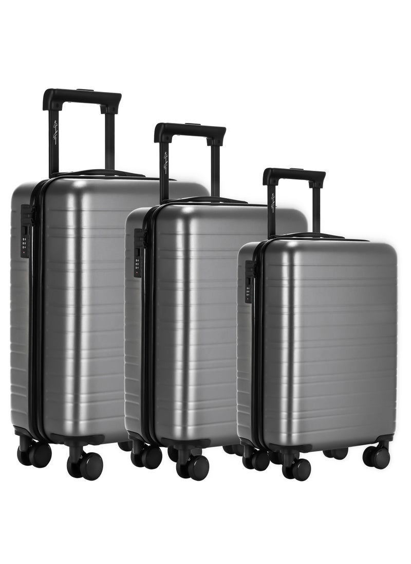 OHAHO Luggage Set 3-Piece Carry On Luggage ABS Material Hard Shell Suitcase with Wheels TSA Lock Scalable Trolley Luggage Bag 20/24/28 Inch （Grey）  - Image 1