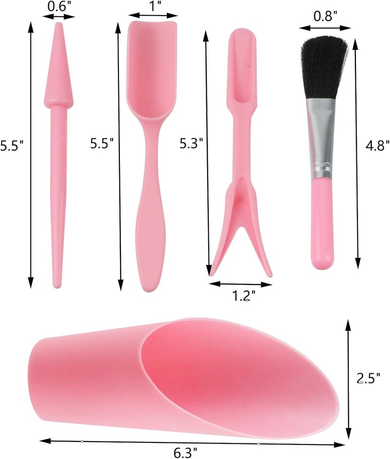 Pastlla Garden Shovel Hand Tools Set Plastic Transplanting Succulent Cultivation Digging Scoops Kits Indoor for Flower Planting Bonsai Potting (Pink) - Image 2