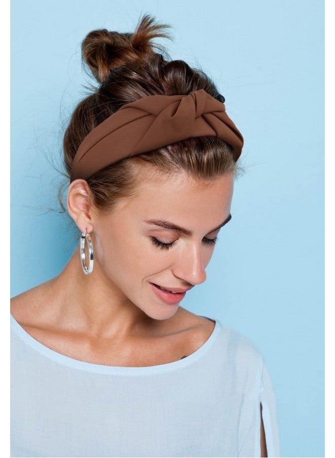 Huachi Knotted Headbands For Women - Non-Slip Wide Top Knot Hair Hoops, Fashion Hairbands In Black, Beige, Brown - 3Pcs Hair Accessories Set - Image 5