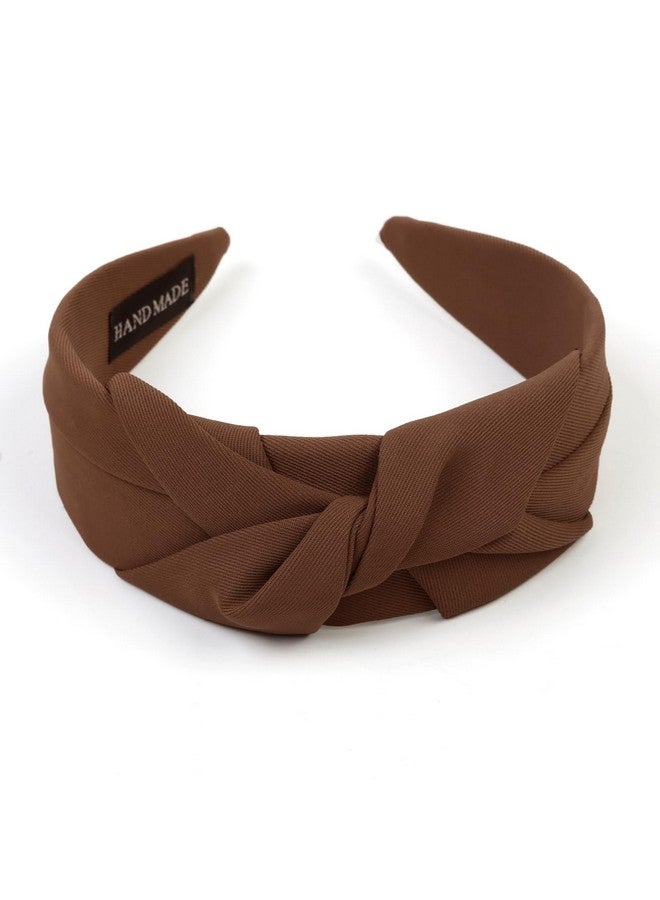 Huachi Knotted Headbands For Women - Non-Slip Wide Top Knot Hair Hoops, Fashion Hairbands In Black, Beige, Brown - 3Pcs Hair Accessories Set - Image 3
