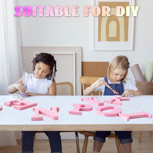 AOCEAN 8 Inch Pink Wood Letters Unfinished Wood Letters for Wall Decor Decorative Standing Letters Slices Sign Board Decoration for Craft Home Party Projects (M) - Image 3
